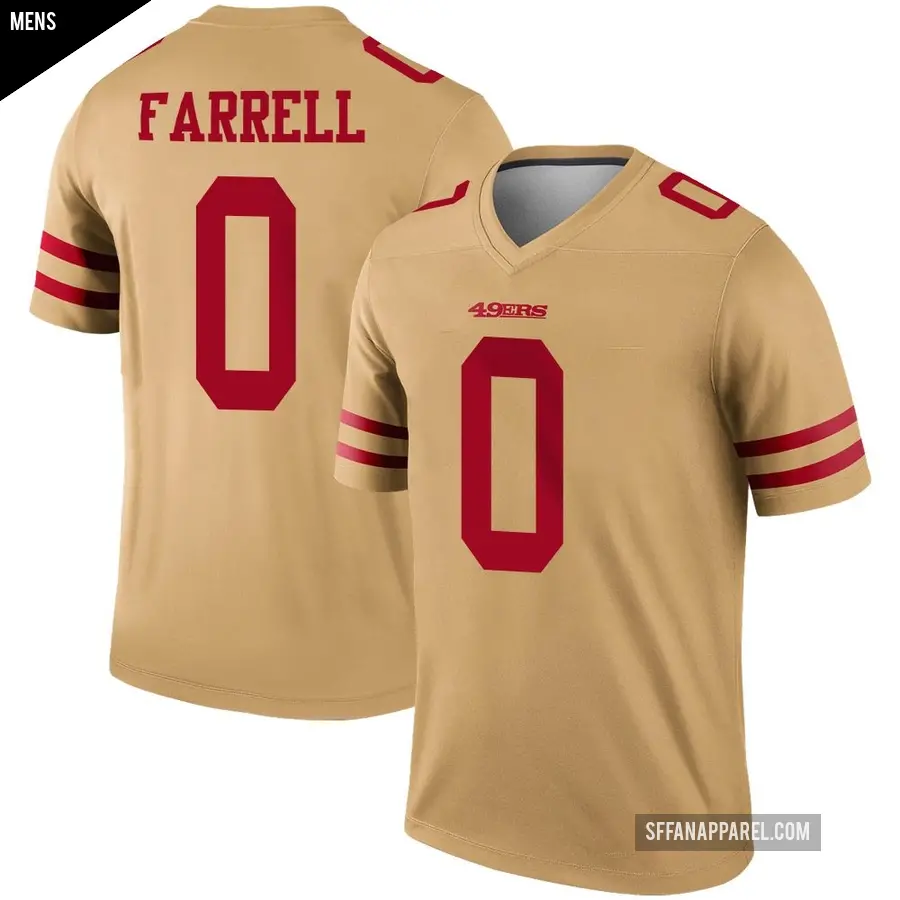 Men's San Francisco 49ers ＃0 Luke Farrell Gold Legend Inverted Jersey