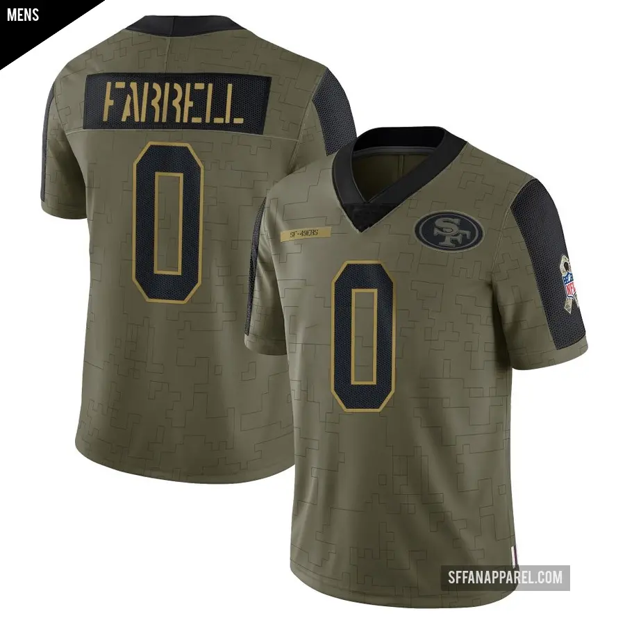 Men's San Francisco 49ers ＃0 Luke Farrell Olive Limited 2021 Salute To Service Jersey