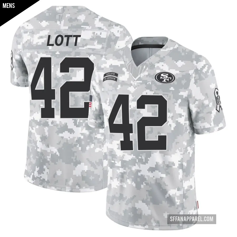 Men's San Francisco 49ers ＃42 Ronnie Lott Arctic Camo Limited 2024 Salute to Service Jersey