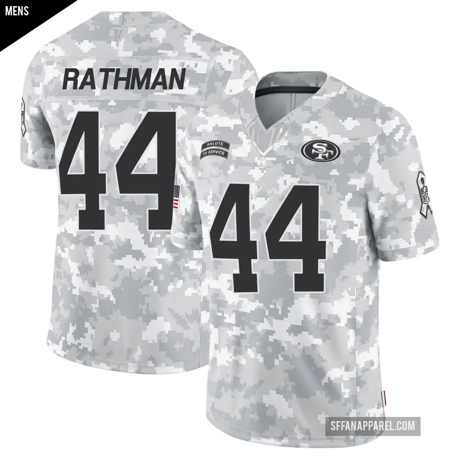 Men's San Francisco 49ers ＃44 Tom Rathman Arctic Camo Limited 2024 Salute to Service Jersey