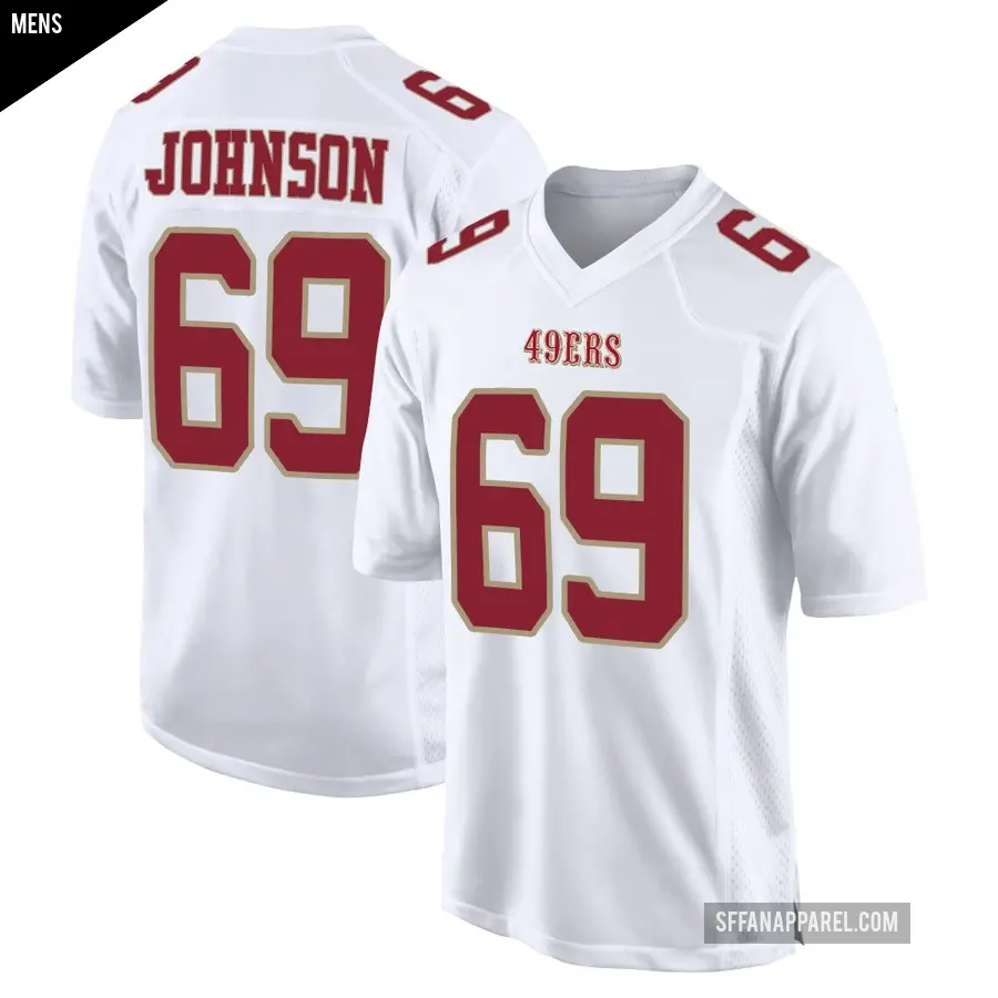 Men's San Francisco 49ers ＃69 Zack Johnson White Game Fashion Jersey