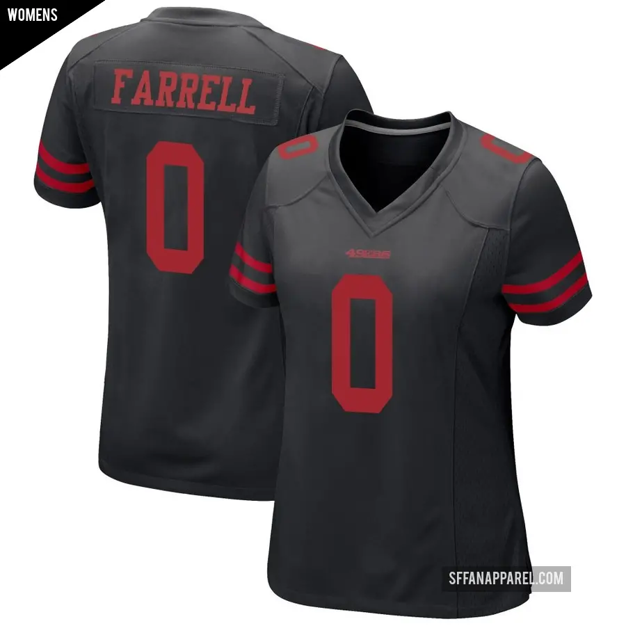 Women's San Francisco 49ers ＃0 Luke Farrell Black Game Alternate Jersey