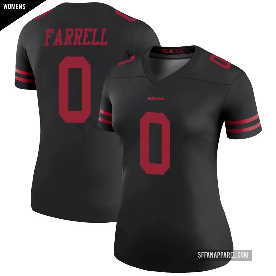Women's San Francisco 49ers ＃0 Luke Farrell Black Legend Color Rush Jersey
