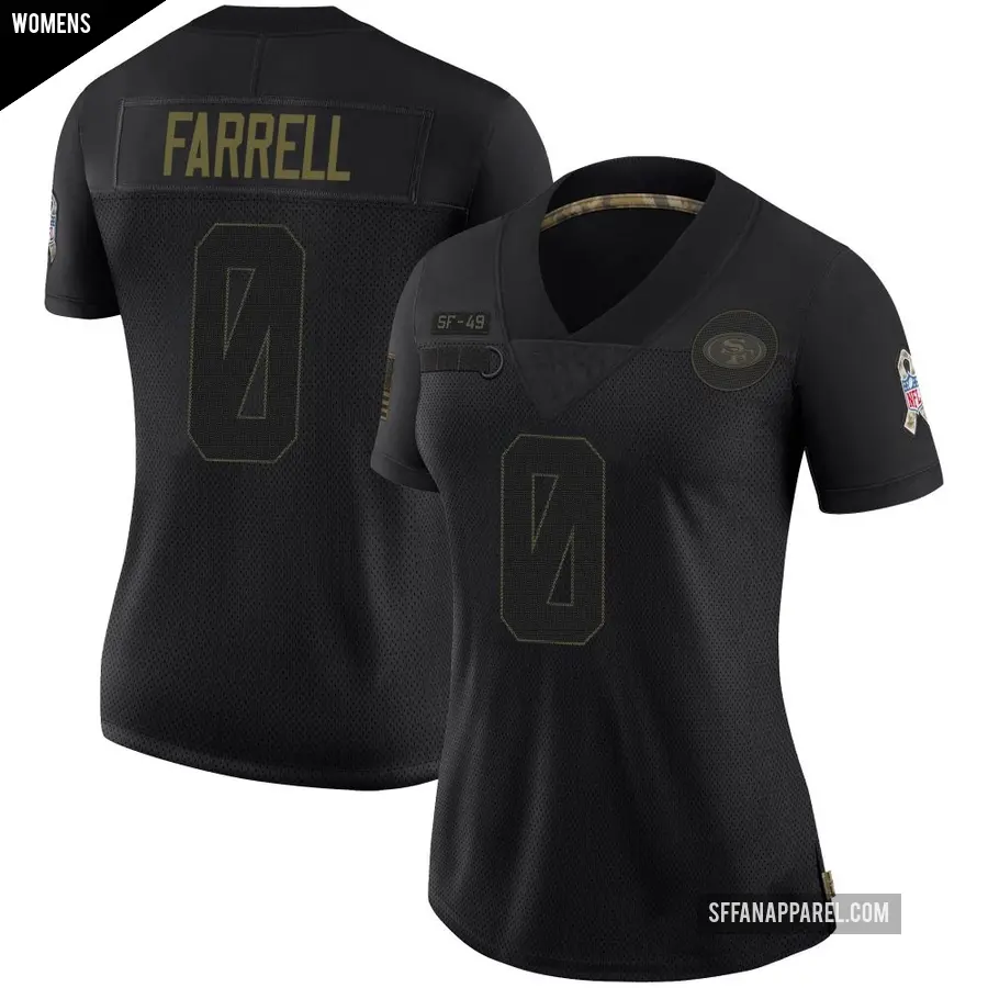 Women's San Francisco 49ers ＃0 Luke Farrell Black Limited 2020 Salute To Service Jersey
