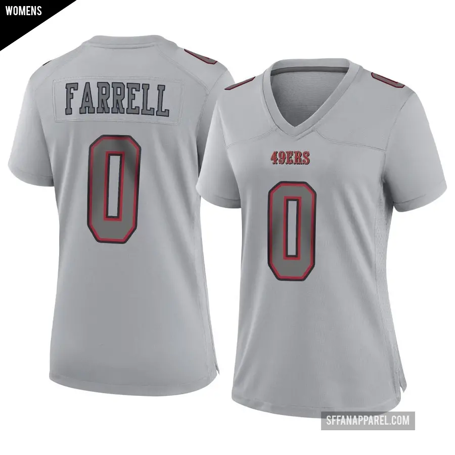Women's San Francisco 49ers ＃0 Luke Farrell Gray Game Atmosphere Fashion Jersey