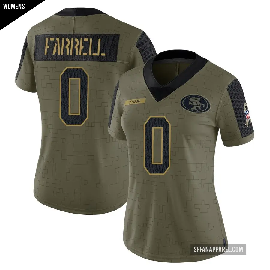 Women's San Francisco 49ers ＃0 Luke Farrell Olive Limited 2021 Salute To Service Jersey