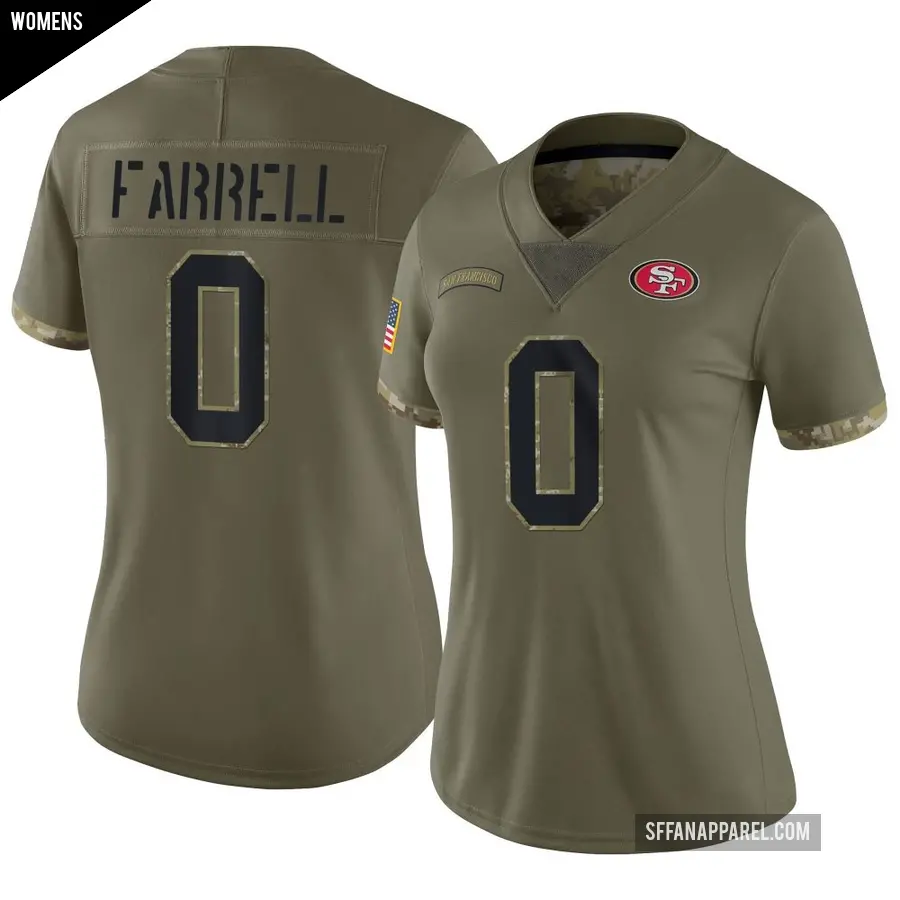 Women's San Francisco 49ers ＃0 Luke Farrell Olive Limited 2022 Salute To Service Jersey