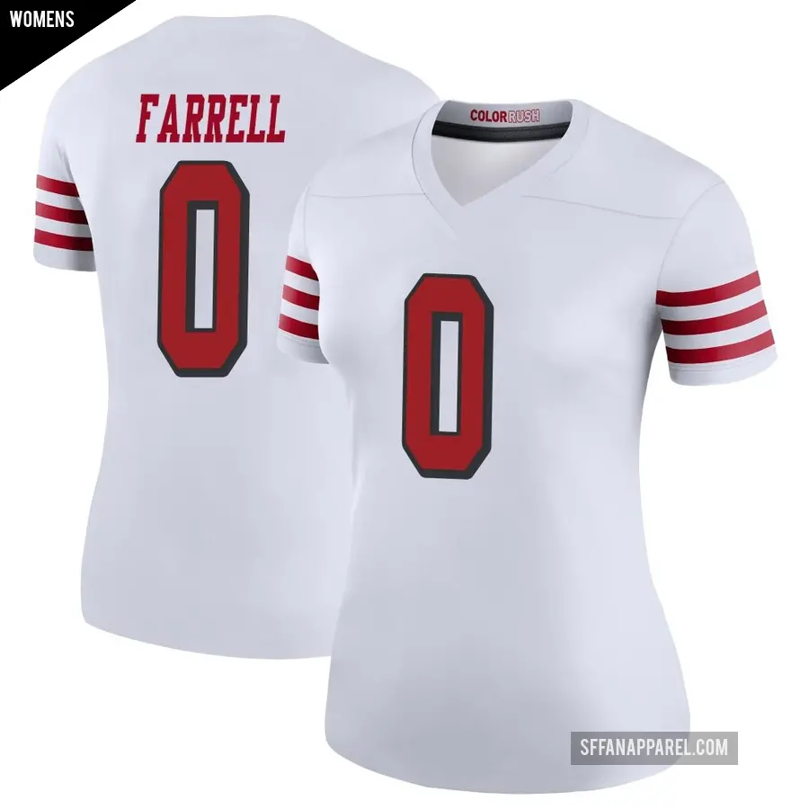 Women's San Francisco 49ers ＃0 Luke Farrell White Legend Color Rush Jersey