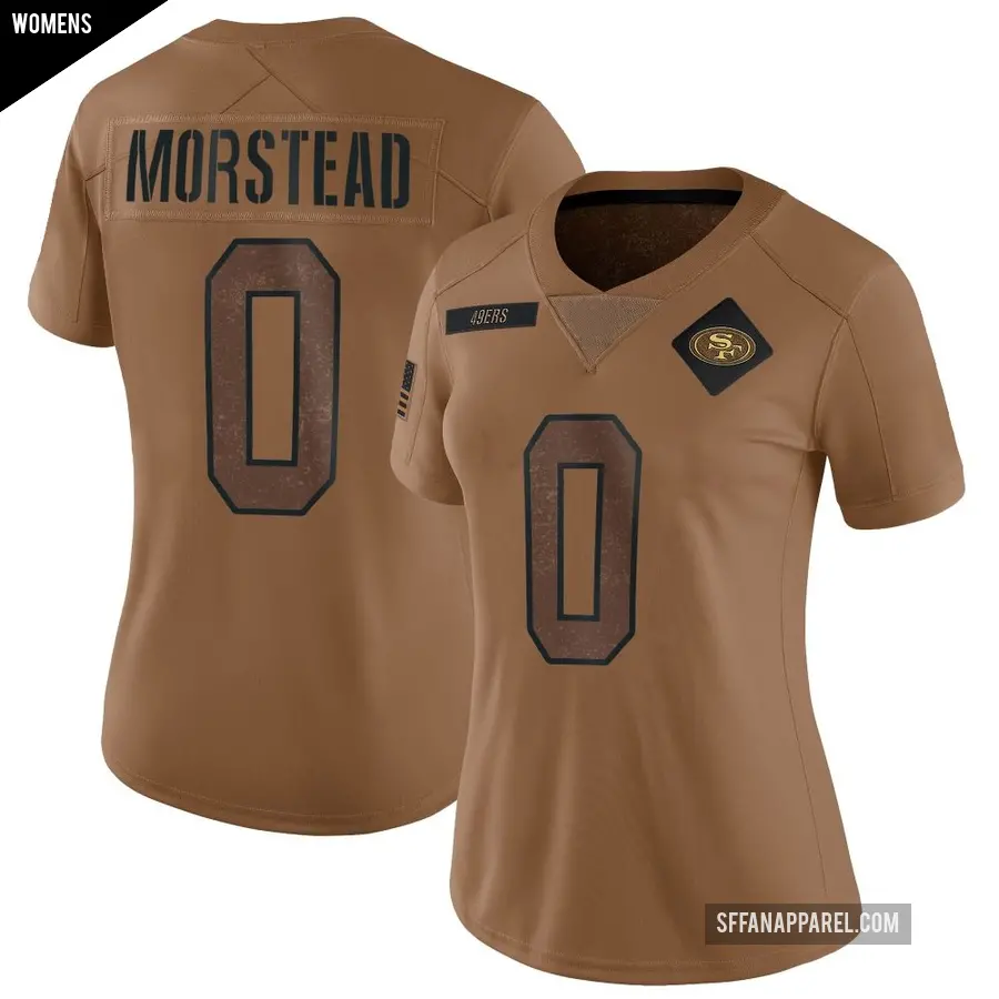Women's San Francisco 49ers ＃0 Thomas Morstead Brown Limited 2023 Salute To Service Jersey