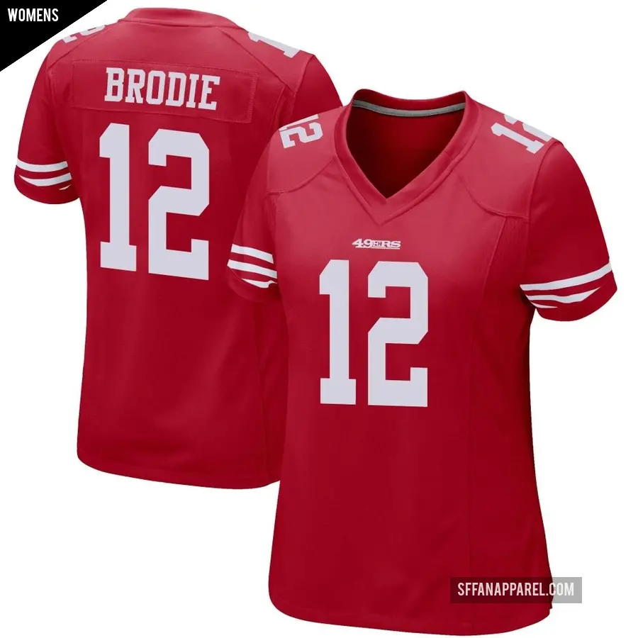 Women s San Francisco 49ers 12 Wilson John Brodie Red Game Team Color Jersey 49ers Store