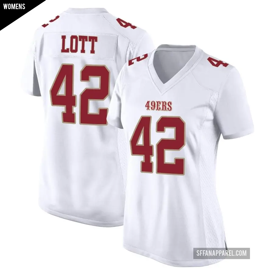 Women's San Francisco 49ers ＃42 Ronnie Lott White Game Fashion Jersey