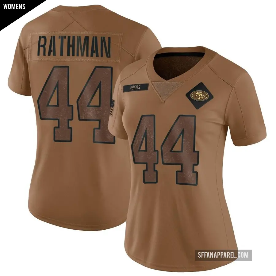 Women's San Francisco 49ers ＃44 Tom Rathman Brown Limited 2023 Salute To Service Jersey