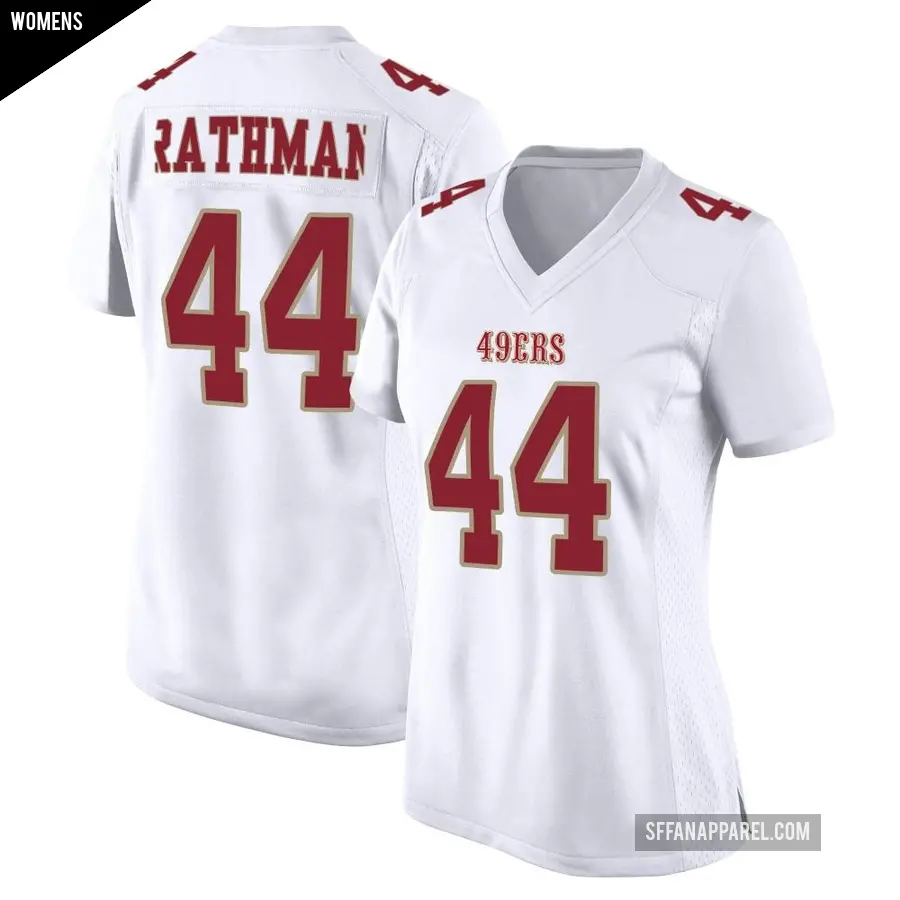 Women's San Francisco 49ers ＃44 Tom Rathman White Game Fashion Jersey