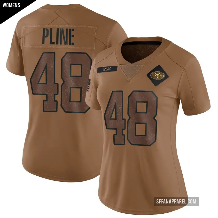 Women's San Francisco 49ers ＃48 Mason Pline Brown Limited 2023 Salute To Service Jersey
