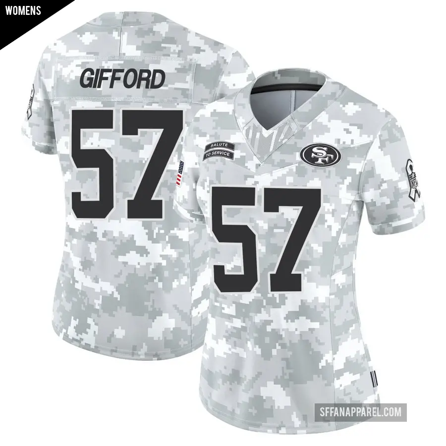 Women's San Francisco 49ers ＃57 Luke Gifford Arctic Camo Limited Francisco 2024 Salute to Service Jersey