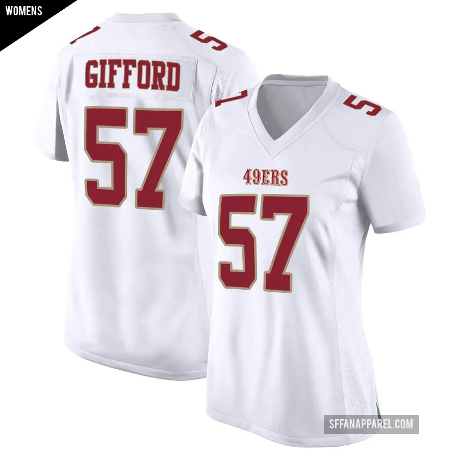 Women's San Francisco 49ers ＃57 Luke Gifford White Game Fashion Jersey