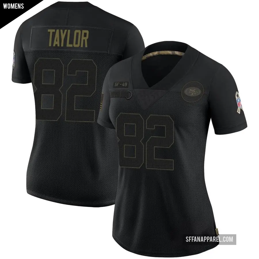 Women's San Francisco 49ers ＃82 John Taylor Black Limited 2020 Salute To Service Jersey