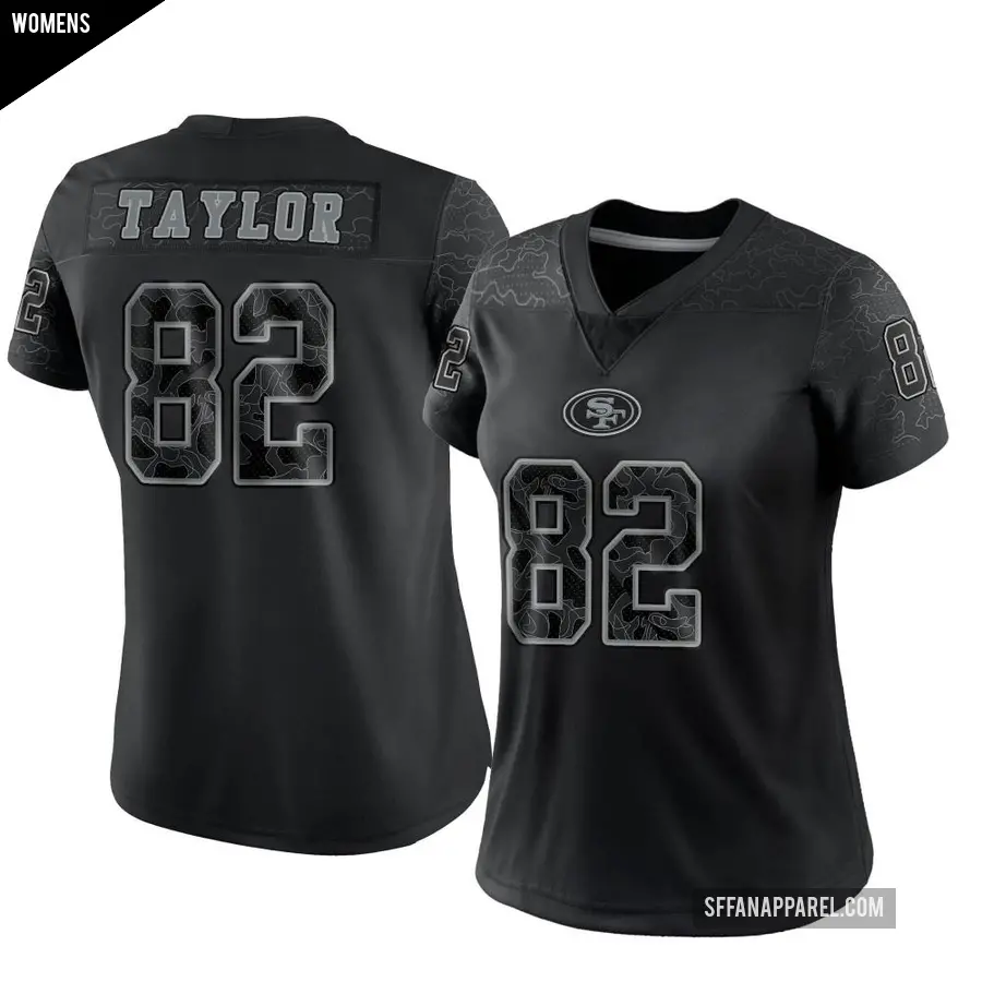 Women's San Francisco 49ers ＃82 John Taylor Black Limited Reflective Jersey