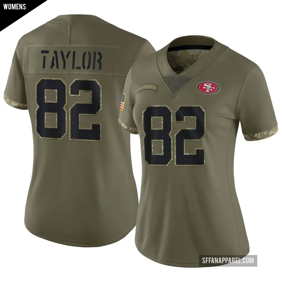 Women's San Francisco 49ers ＃82 John Taylor Olive Limited 2022 Salute To Service Jersey