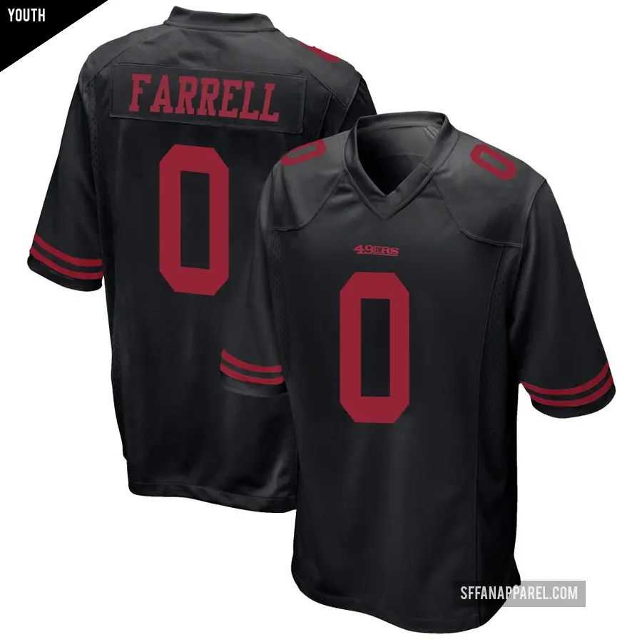 Youth San Francisco 49ers ＃0 Luke Farrell Black Game Alternate Jersey