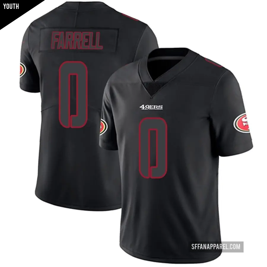 Youth San Francisco 49ers ＃0 Luke Farrell Black Impact Limited Jersey