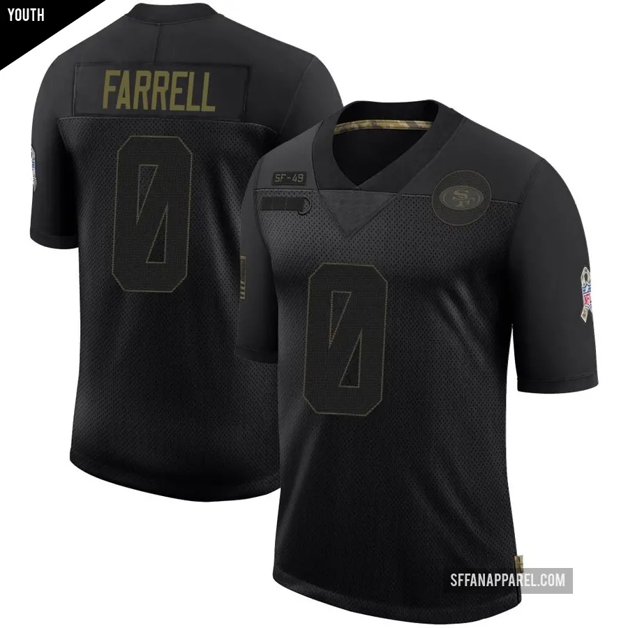 Youth San Francisco 49ers ＃0 Luke Farrell Black Limited 2020 Salute To Service Jersey