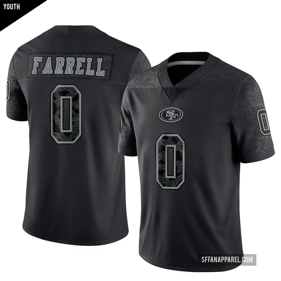 Youth San Francisco 49ers ＃0 Luke Farrell Black Limited Reflective Jersey