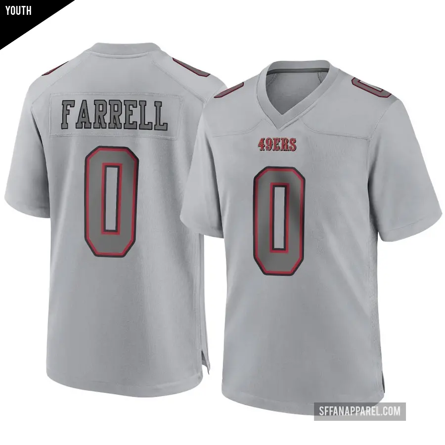 Youth San Francisco 49ers ＃0 Luke Farrell Gray Game Atmosphere Fashion Jersey
