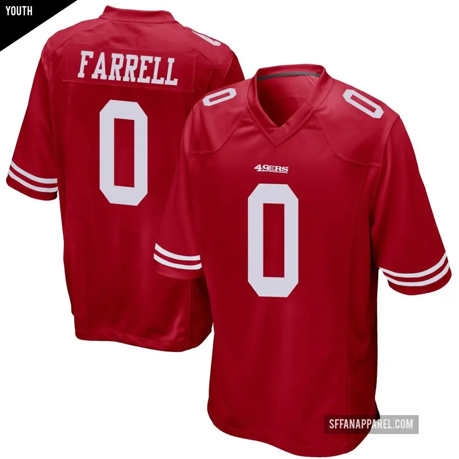 Youth San Francisco 49ers ＃0 Luke Farrell Red Game Team Color Jersey