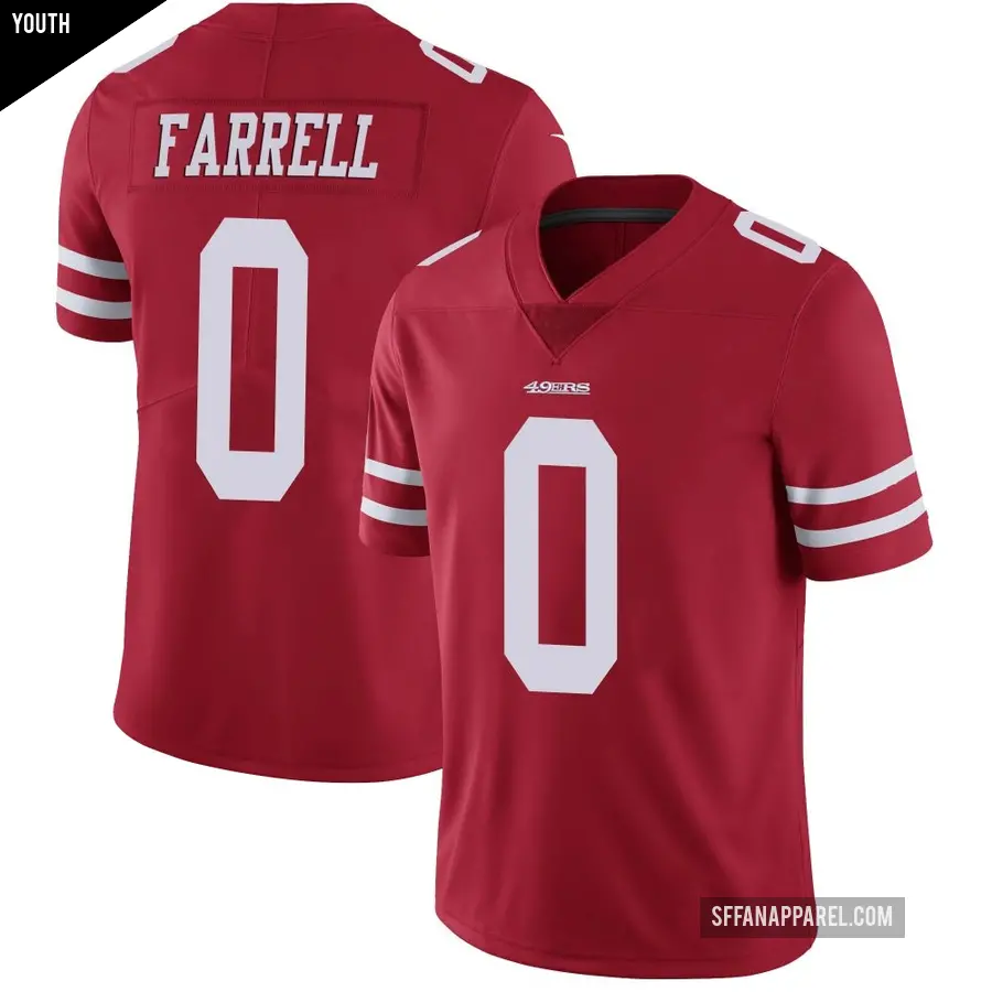 Youth San Francisco 49ers ＃0 Luke Farrell Red Limited Team Color Vapor Untouchable Jersey