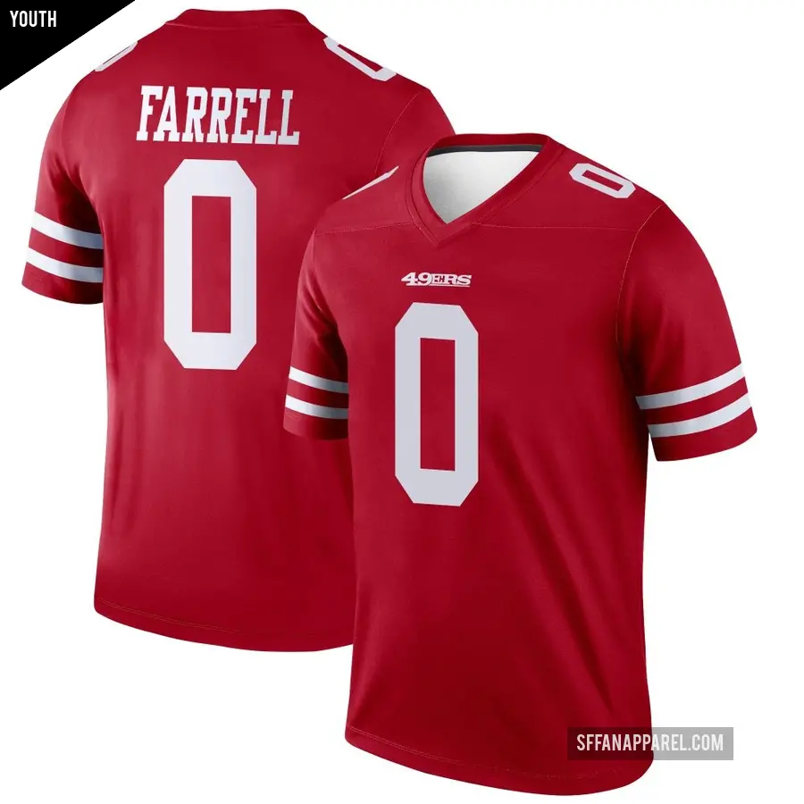 Youth San Francisco 49ers ＃0 Luke Farrell Scarlet Legend Jersey