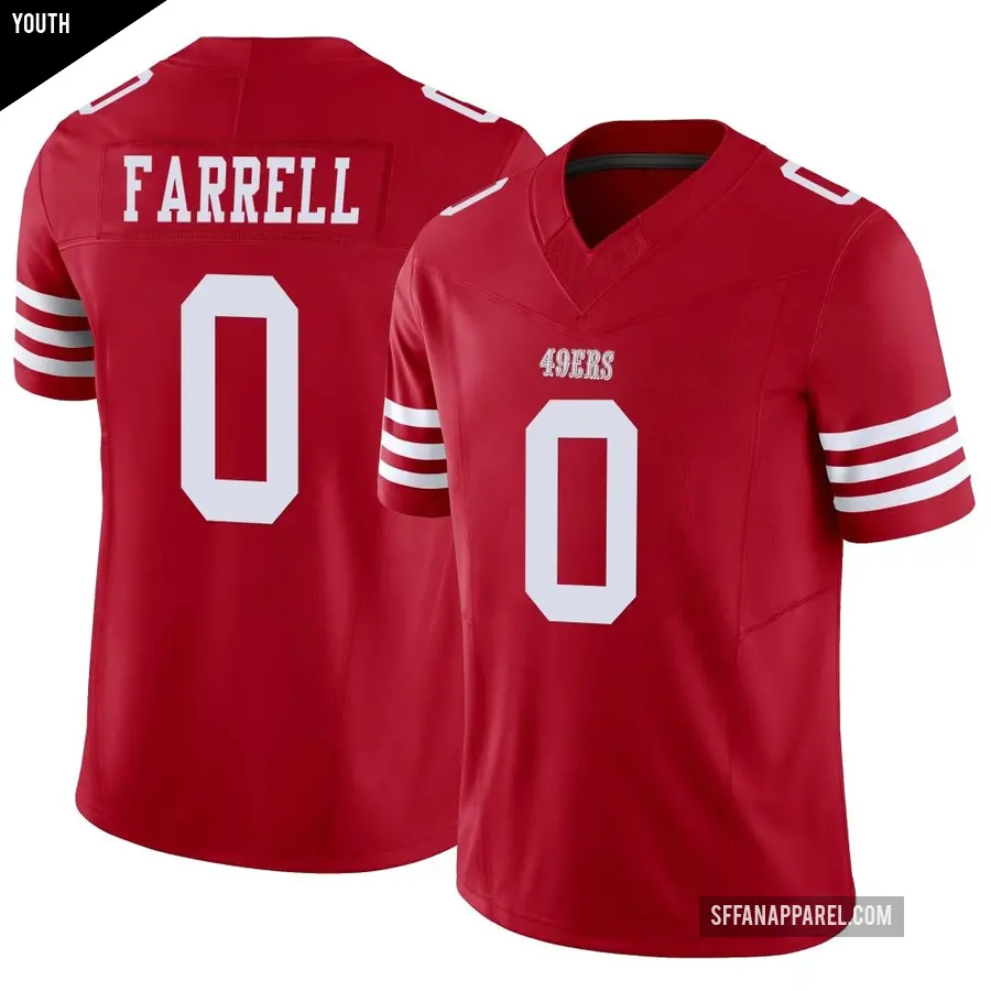 Youth San Francisco 49ers ＃0 Luke Farrell Scarlet Limited Vapor F.U.S.E. Jersey