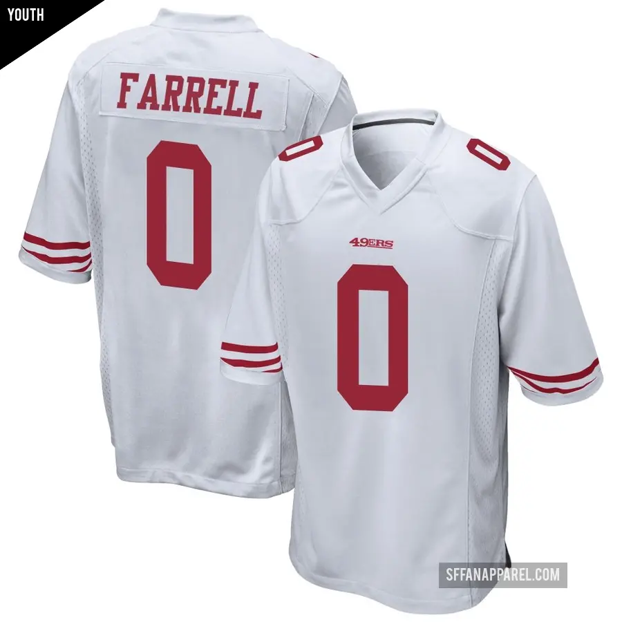 Youth San Francisco 49ers ＃0 Luke Farrell White Game Jersey