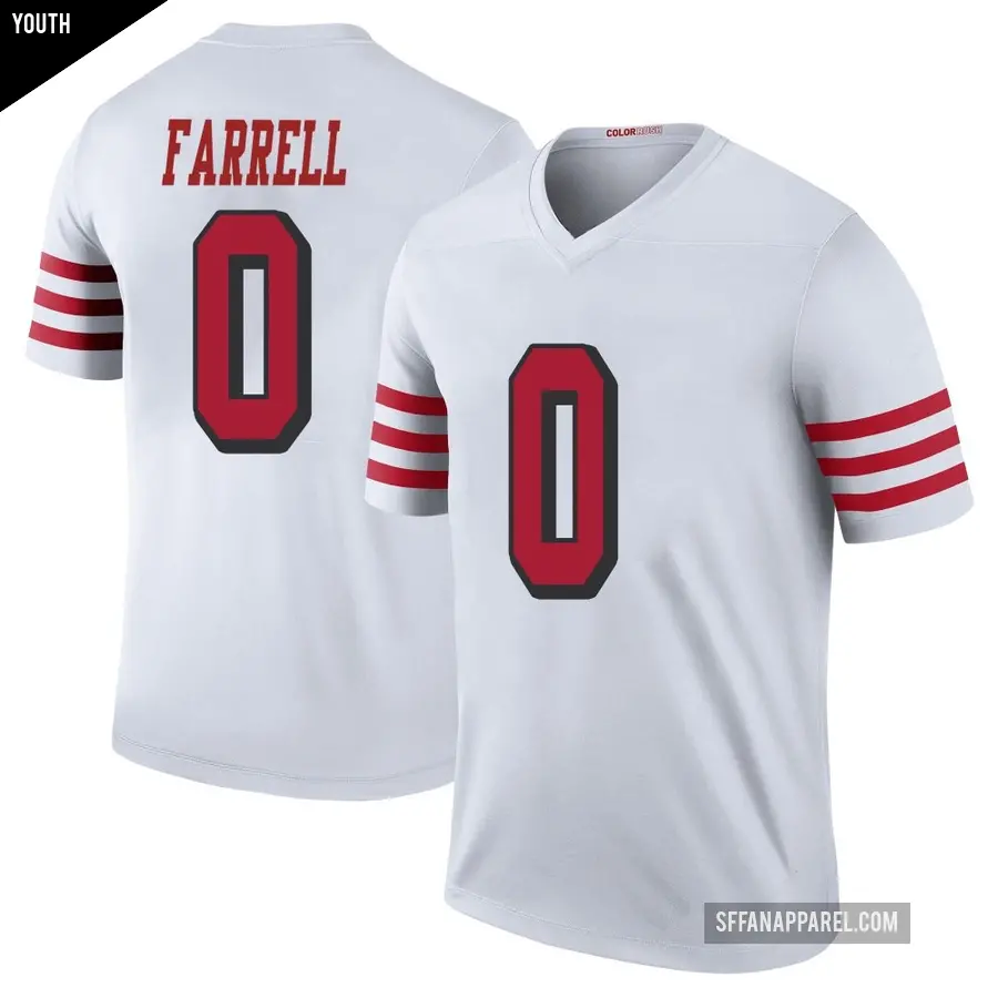 Youth San Francisco 49ers ＃0 Luke Farrell White Legend Color Rush Jersey