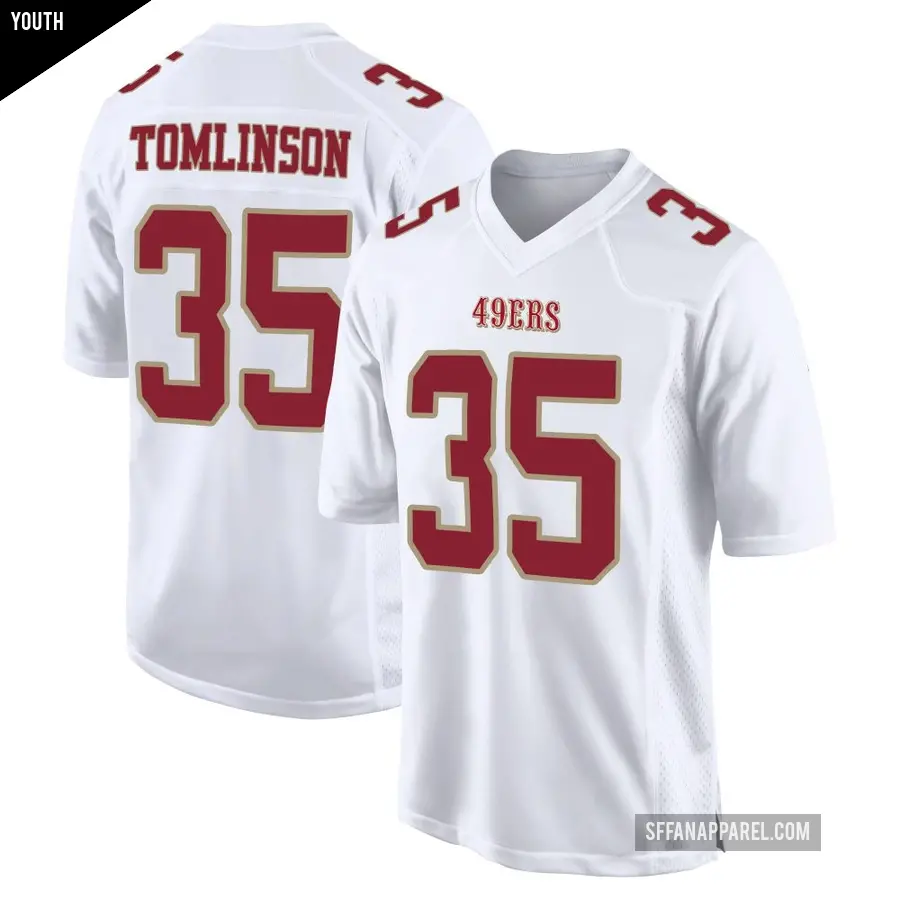 Youth San Francisco 49ers ＃35 Tre Tomlinson White Game Fashion Jersey