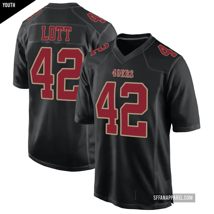 Youth San Francisco 49ers ＃42 Ronnie Lott Black Game Fashion Jersey