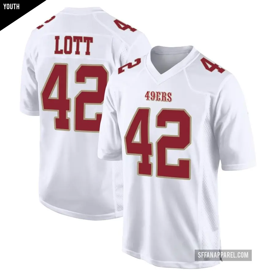 Youth San Francisco 49ers ＃42 Ronnie Lott White Game Fashion Jersey