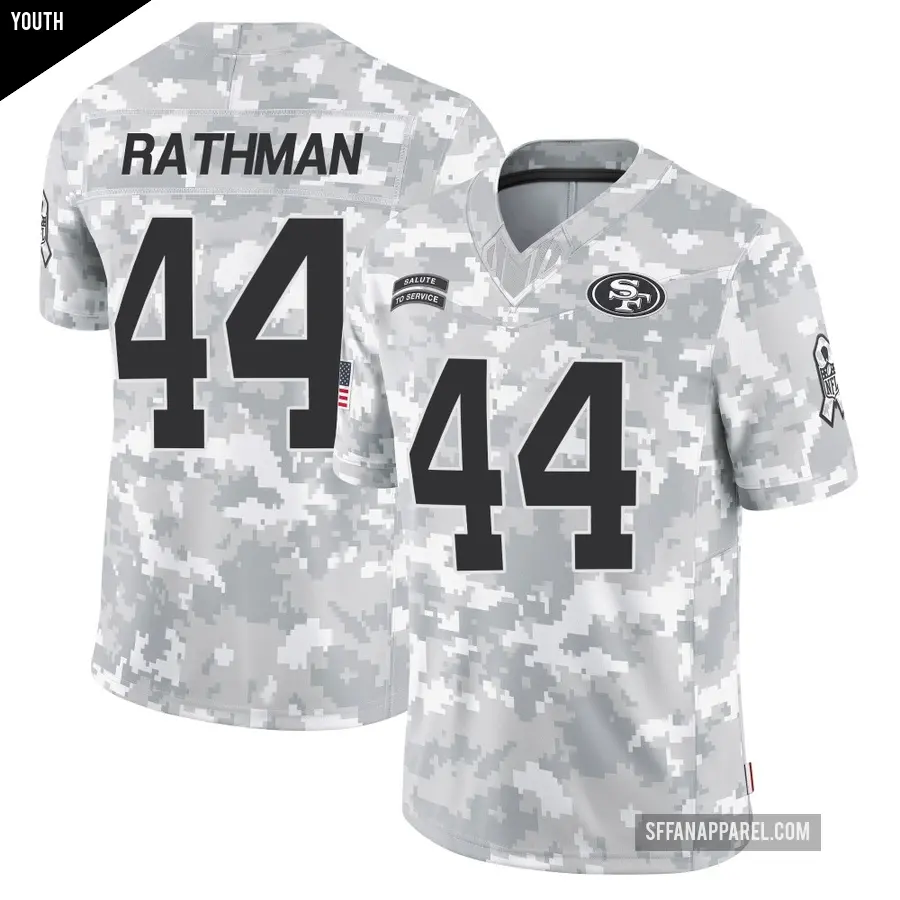 Youth San Francisco 49ers ＃44 Tom Rathman Arctic Camo Limited 2024 Salute to Service Jersey