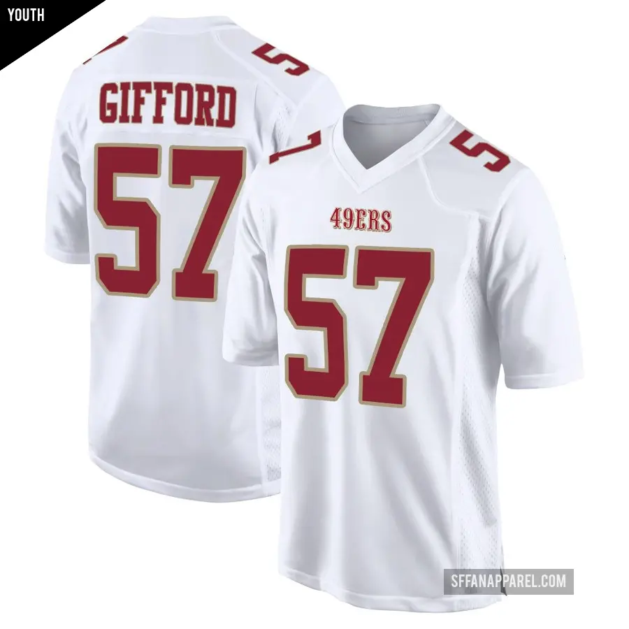 Youth San Francisco 49ers ＃57 Luke Gifford White Game Fashion Jersey