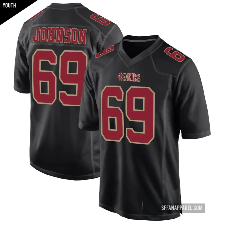 Youth San Francisco 49ers ＃69 Zack Johnson Black Game Fashion Jersey