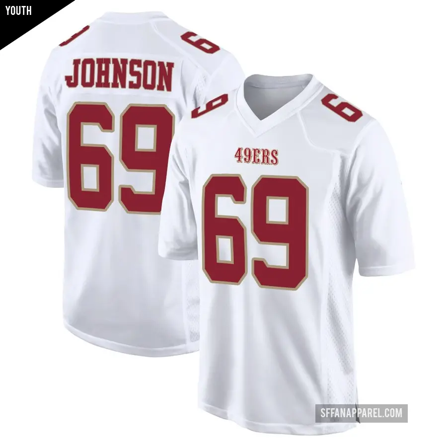 Youth San Francisco 49ers ＃69 Zack Johnson White Game Fashion Jersey