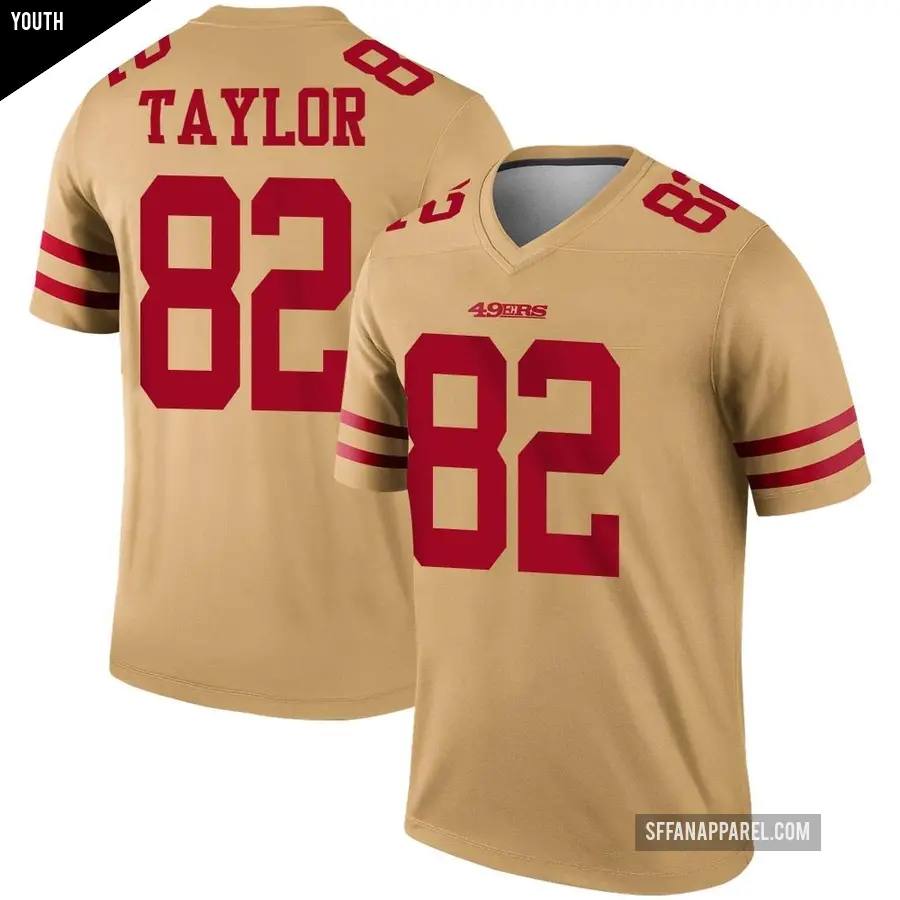 Youth San Francisco 49ers ＃82 John Taylor Gold Legend Inverted Jersey