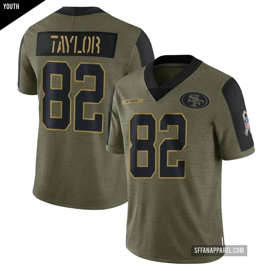 Youth San Francisco 49ers ＃82 John Taylor Olive Limited 2021 Salute To Service Jersey